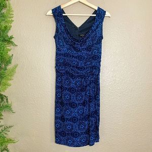 🌳 Nanette Lepore Faux Wrap Dress Ruched Blue 6